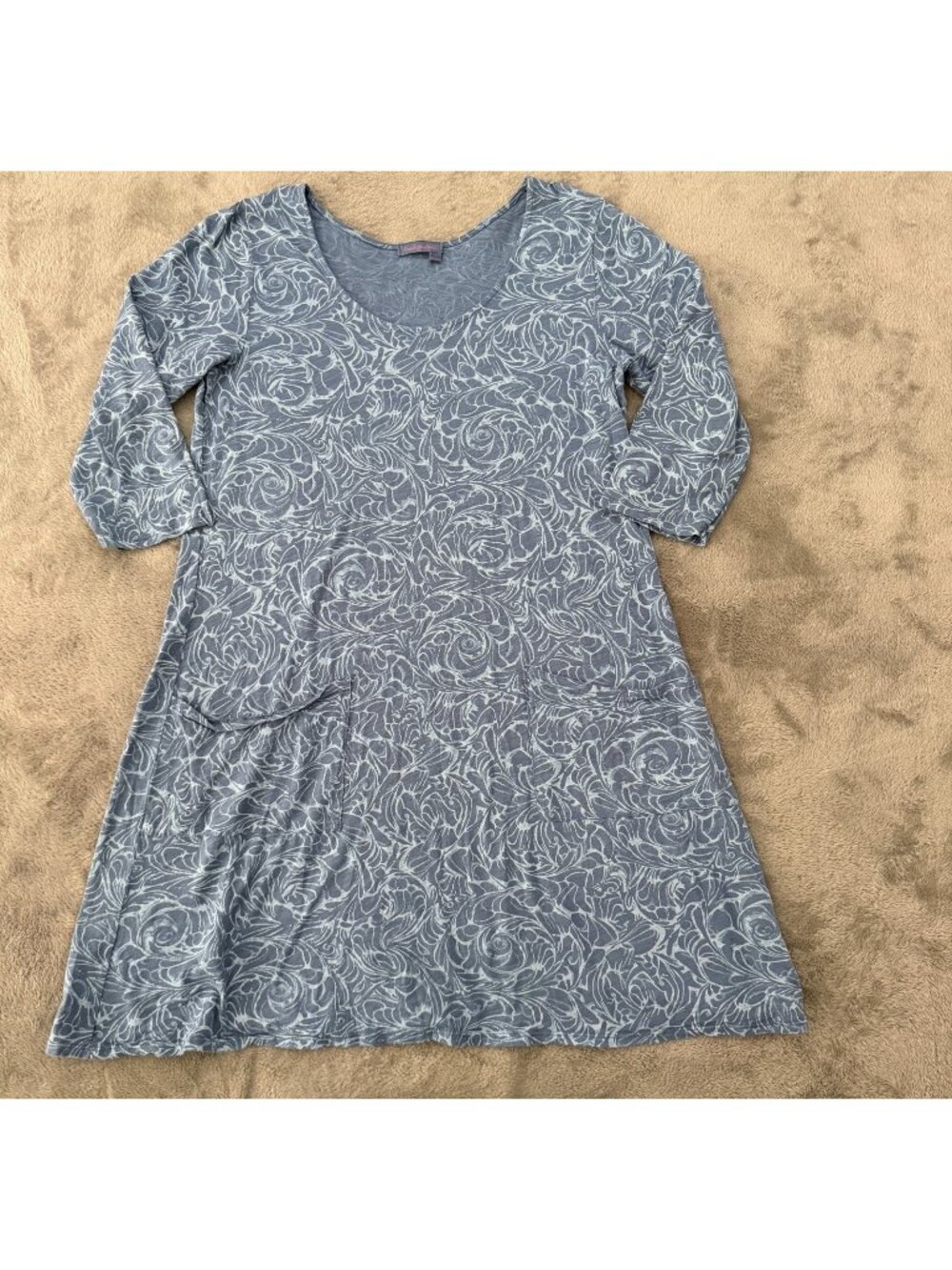 Fresh Produce 100% Cotton Blue Dress Womens LARGE USA Made Vacation